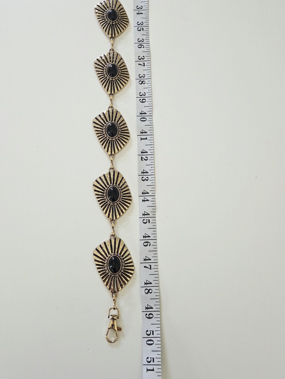 Gold Belt With Black Detail Decor - Picture 8 of 9